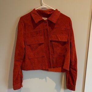 Eyeshadow Women's Orange Rust Corduroy Utility Jacket